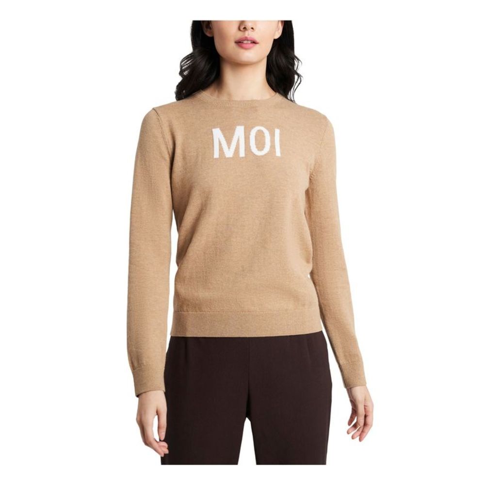 RILEY&RAE Womens Beige Printed Crew Neck Sweater XXL